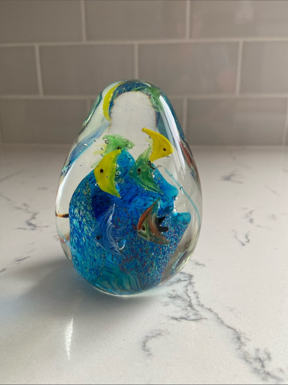 Vintage Art Glass Aquarium Fish Paperweight Hand Blown